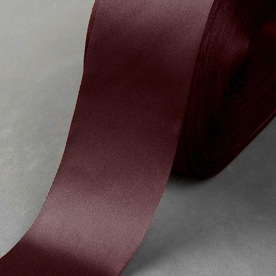 Лента атласная, 50 мм × 100 ± 5 м, цвет бордовый