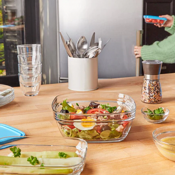 Набор контейнеров FRESHBOX 3пр прямоугольные с голубыми крышками