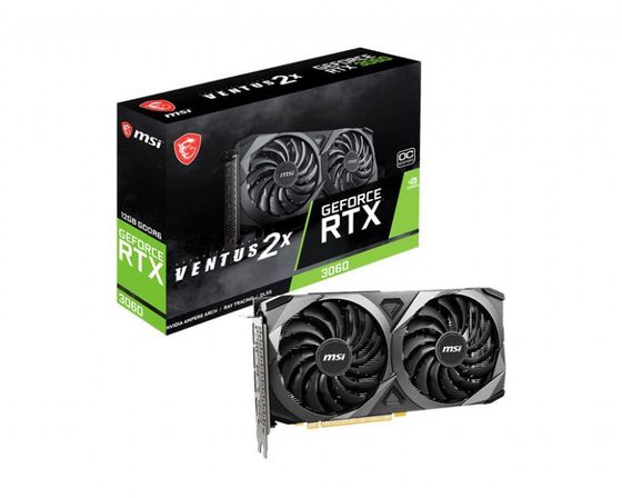 Видеокарта MSI PCI-E RTX 3060 VENTUS 2X 12G OC GDDR6 192bit 3xDP HDMI retail (RTX 3060 VENTUS 2X (12G) OC RU) RTL