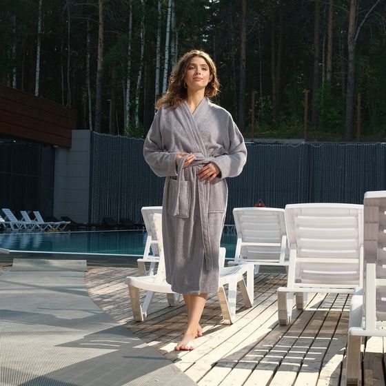 Халат махровый LoveLife &quot;Royal&quot; цвет серый размер 46-48 (М) 100% хлопок, 330 гр/м2