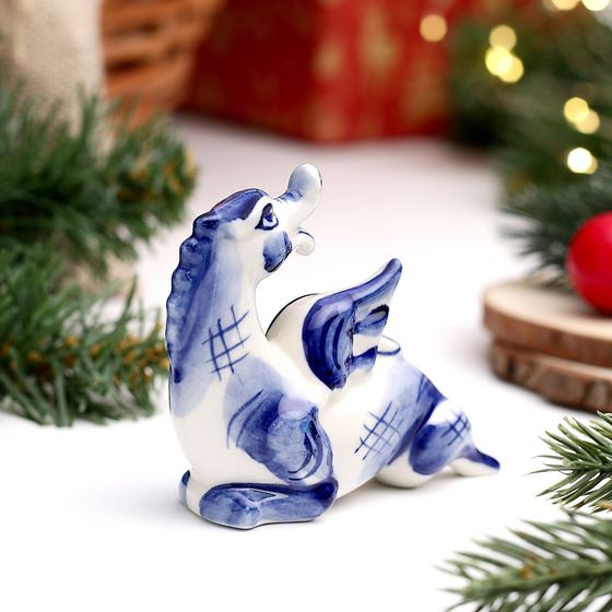 !09 Сувенир (набор 3 штуки) &quot;Дракон Зак&quot;, гжель