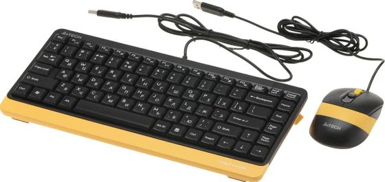 Клавиатура+мышь A4Tech Fstyler F1110 проводной черный/желтый