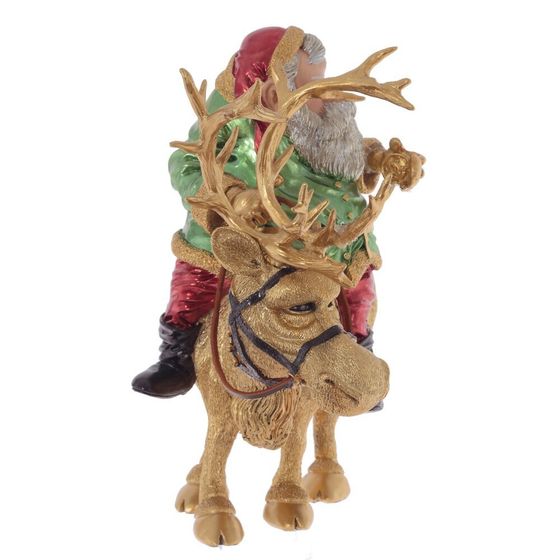 Фигурка декоративная "Дед Мороз на олене", L22 W15 H24 см