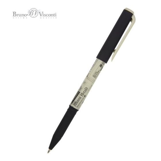 Ручка шариковая BrunoVisconti PrimeWrite &quot;Газета-1&quot;, узел 0.7 мм, синие чернила, масляная основа, матовый корпус Soft Touch