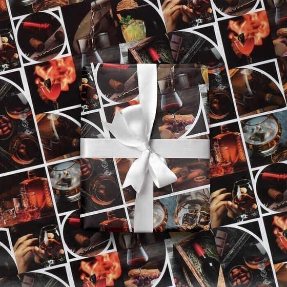 !09 Бумага (набор 4 листа) упаковочная крафтовая "Wine" 50 х 70 см