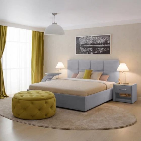 Кровать «Пантеон» с ПМ, 130×200 см, премиум велюр, цвет звездная пыль