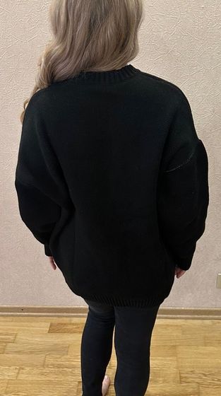 !09 Свитер женский вязанный теплый с принтом "Сердце" Размер ONE SIZE(42-48)