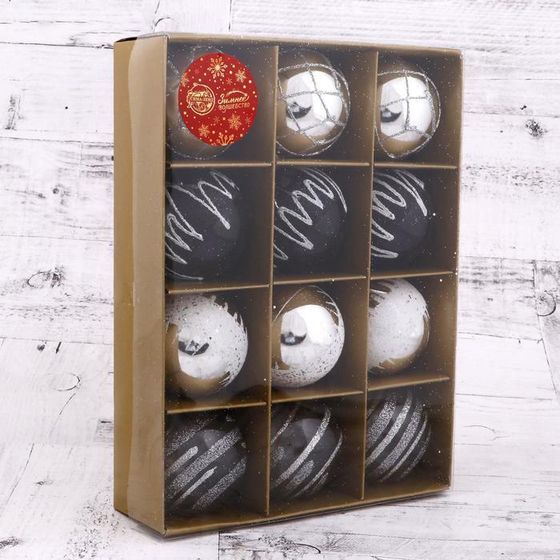 !09 Набор елочных шаров (набор 12 штук) «Мерида» d=6 см, цвет микс