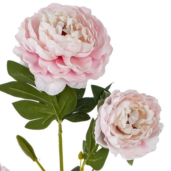 Цветок искусственный с каплями росы "Пион", L18 W15 H67 см