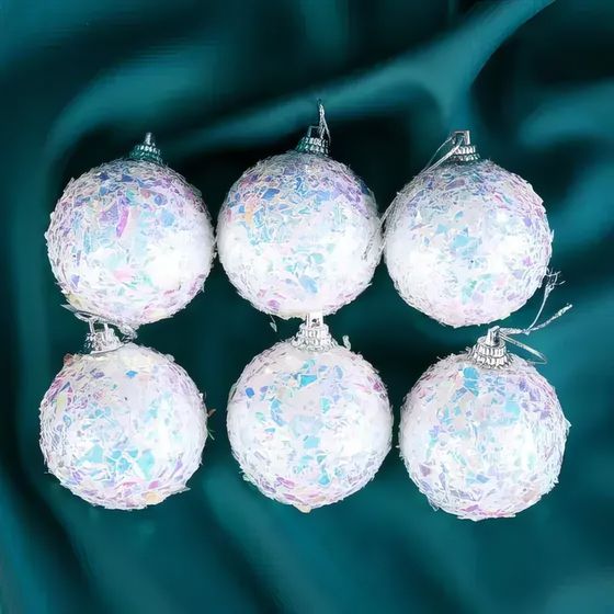 !09 Набор шаров пластик d-5 см, 12 шт "Снежное сияние" цвет белый