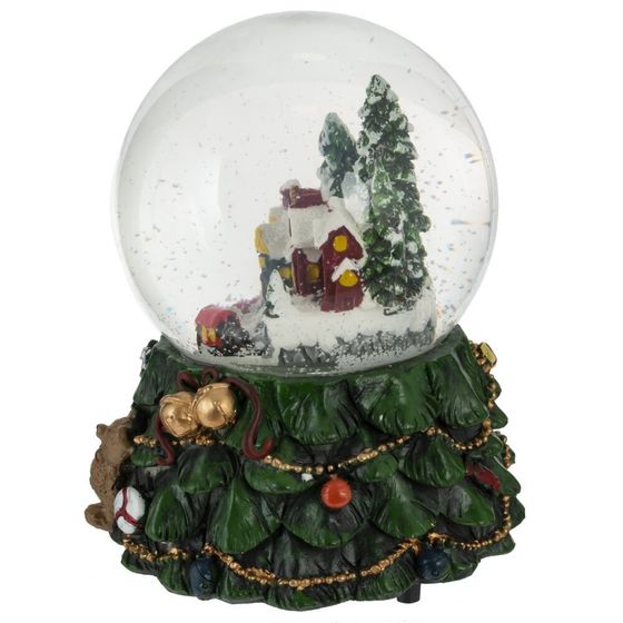 Фигурка декор в стекл шаре &quot;Домики&quot; (подсв, муз, вьюга, AAAх3 н/п), D 9.5 см, L11,5 W11,5 H15,5 см