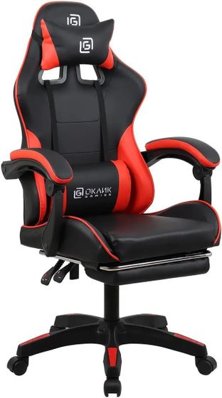 Кресло игровое Oklick Camper искусственная кожа черный/красный