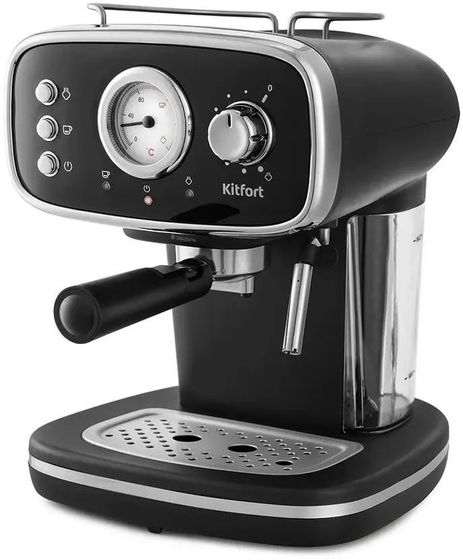 Кофеварка рожковая Kitfort КТ-736 1100Вт черный/серебристый