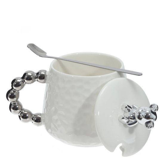 Кружка с крышкой и ложкой, 400 мл, L14 W10 H13 см, цвет микс