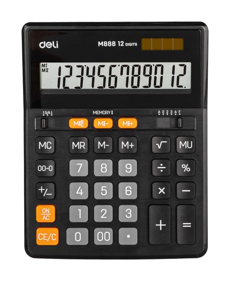 Калькулятор настольный Deli EM888 черный 12-разр.