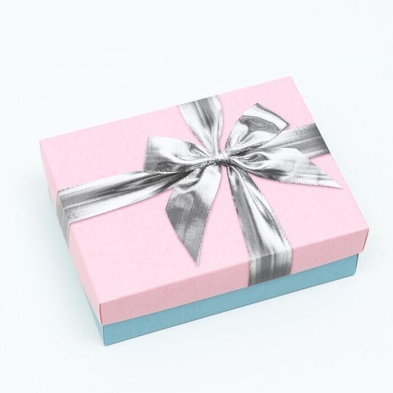 !09 Подарочная коробка (набор 4 штуки) "Серебряный бант", 16,5 х 12,5 х 5,2 см.