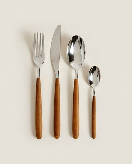 4-piece maple wood cutlery set