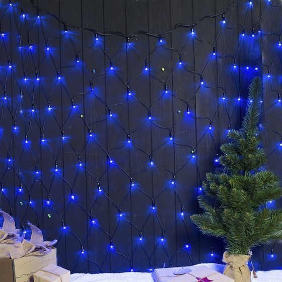 УЦЕНКА Гирлянда «Сеть», уличная, 2×1.5 м, 3 Вт, 192 LED, 220 В, свечение синее