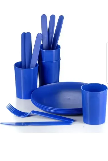 !09 Набор "Туристический" 16 предметов, на 4 персоны пластик цвет микс