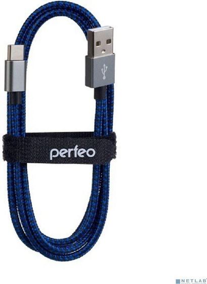 Кабель Perfeo USB 2.0 A(m) - Type-C(m) 1м черно-синий (U4903)