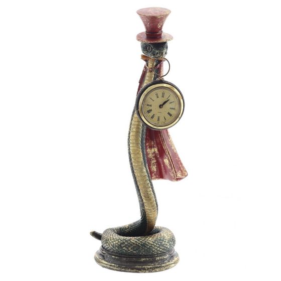 Фигурка декоративная с часами&quot;Змея&quot; (LR44х1 н/п), L12 W14 H35 см