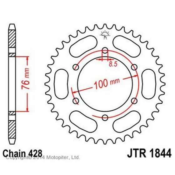 Звезда задняя, ведомая JTR1844, цепь 428, 48 зубьев