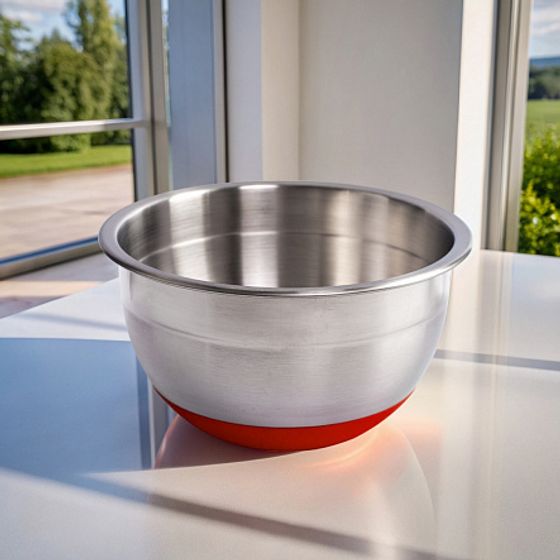 Миска стальная с крышкой MIX 16х9.5см 1.4л красная