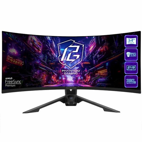 Монитор 34&quot; ASRock Phantom Gaming PG34QRT3A черный VA 21:9 3440x1440 180Гц (PG34QRT3A)