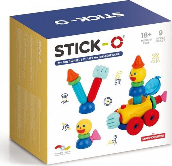 Magformers STICK-O MÓJ PIERWSZY ZESTAW Z KOŁAMI 9 EL.