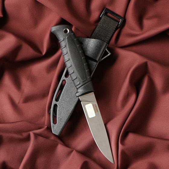 Нож кавказский, разделочный &quot;Финский&quot; с чехлом, сталь - AUS-8, рукоять - эластрон, 11.5 см