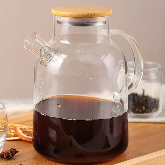 Чайник заварочный PURE 2200мл с бамбуковой крышкой