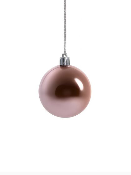 !09 Набор елочных шаров (набор 6 штук) &quot;Снежинка капель&quot; пластик d-8 см. цвет розово-коричневый микс