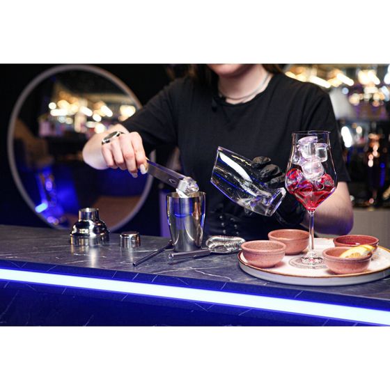 !09 Набор для бара «Биг Джон», 5 предметов: щипцы, стрейнер, ложка, шейкер, джиггер, нержавеющая сталь