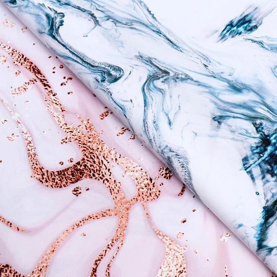 Бумага глянцевая 4 листа &quot;Мрамор&quot;, голубой-розовый, 50 х 70 см,80 гр/м