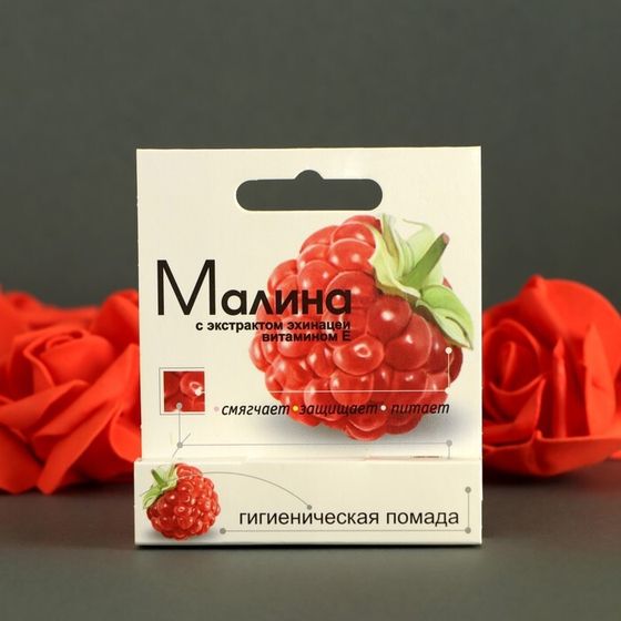 Губная помада гигиеническая &quot;Малина&quot;, в футляре, 2,8 г