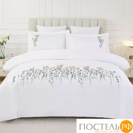 Постельное Белье Arya Elegant Сатин с Вышивкой 2 Сп. 200x220 Ramo Чисто белый