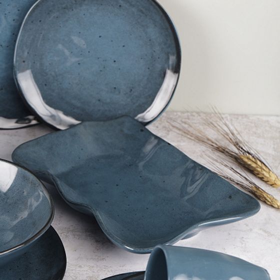 Блюдо овальное STONE синий 26см