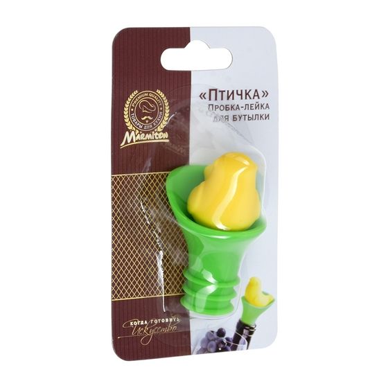 !09 Пробка-лейка для бутылки &quot;Птичка&quot; цвет зеленый