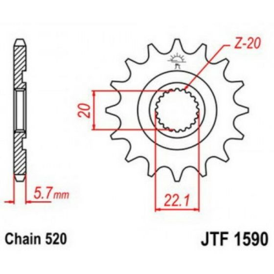 Звезда ведущая JTF1590-14SC, JT sprockets, цепь 520, 14 зубьев