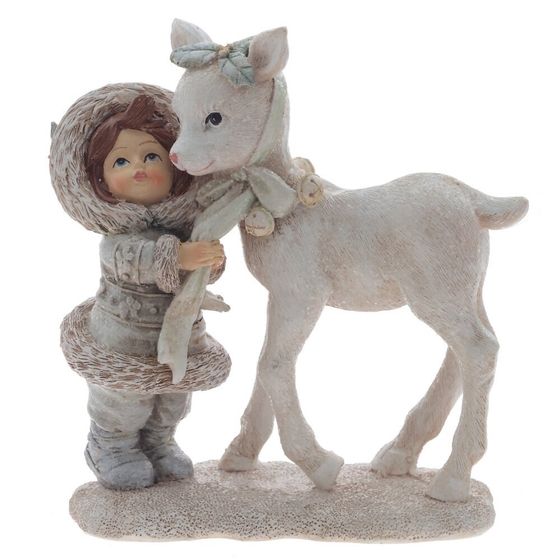 Фигурка декоративная &quot;Девочка и олень&quot;, L12 W6 H12,5 см