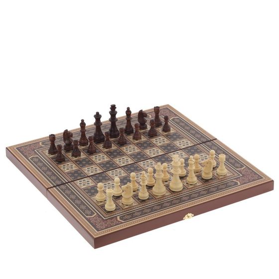 Игра настольная 3 в 1 ( шахматы, шашки, нарды) "Восточная мозаика", L50 W25 H6 см
