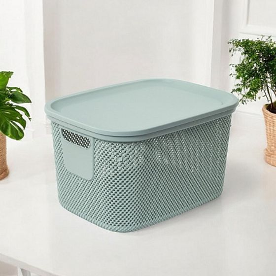 Корзина NICKEL зелёная 18л 28.5×38×22.2см с крышкой