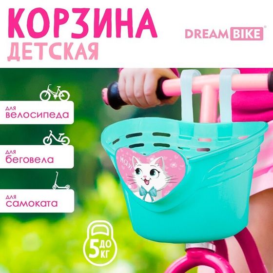Корзинка детская Dream Bike «Мяу!», бирюзовая