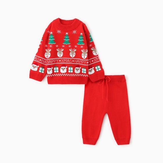Комплект вязаный Крошка Я &quot;Xmas&quot; рост 98-104 см
