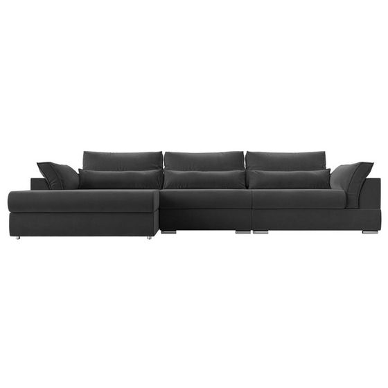 Угловой диван «Пекин Long», левый угол, механизм пантограф, велюр, цвет серый