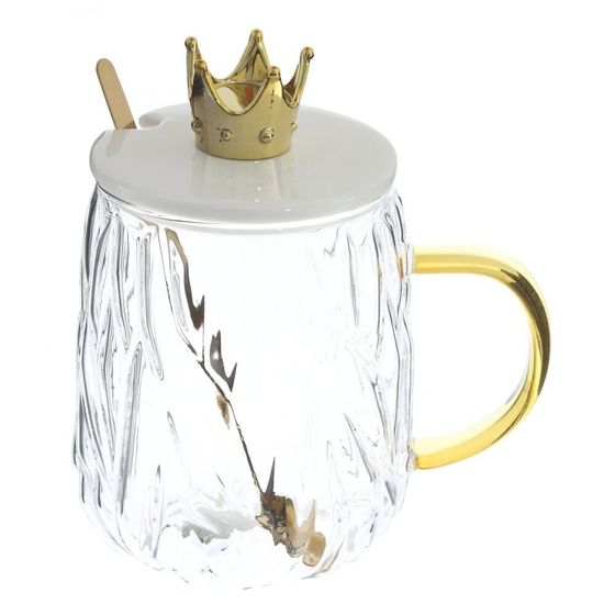 Кружка с крышкой и ложкой, 450 мл, L13 W9 H13,5 см, 3в.