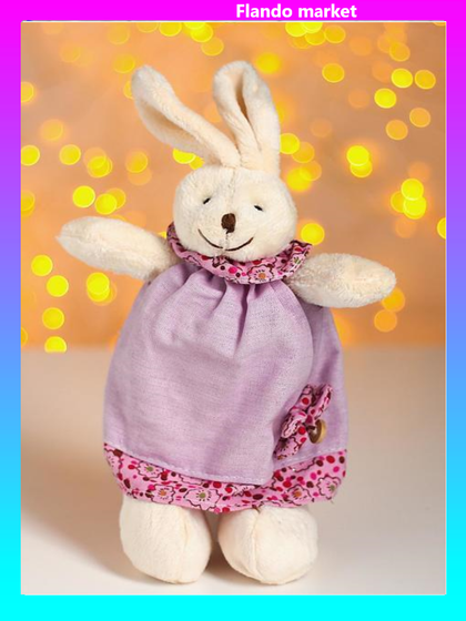 !09 Мягкая игрушка «Заюша», платье в горох