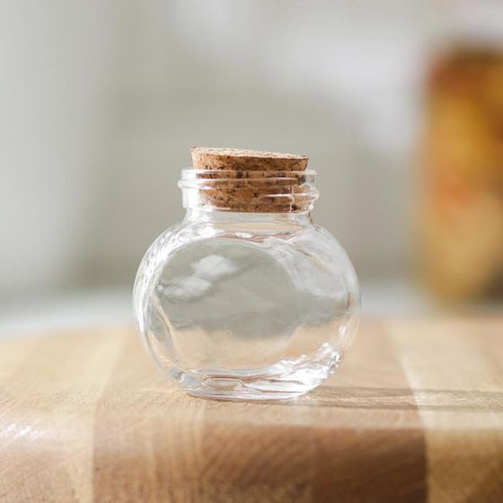 !09 Баночка стеклянная для специй 2 штуки с пробковой крышкой «Парфе», 50 мл, 4×5,4 см