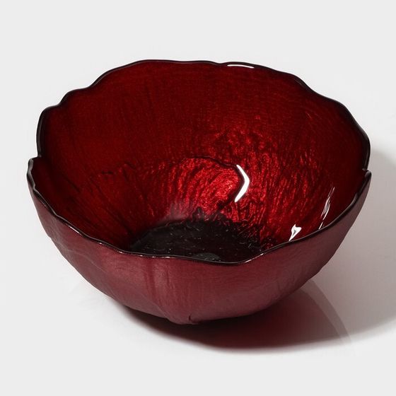 Салатник «Флора», 350 мл, d=14 см, стекло, красный