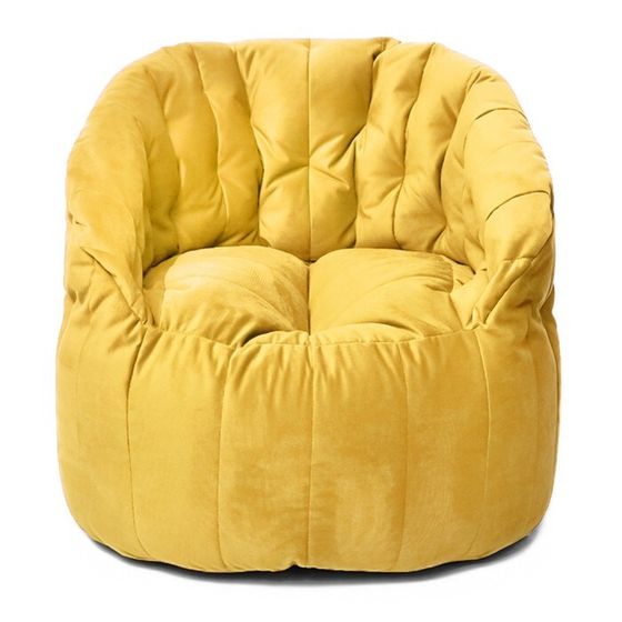 Кресло Челси, размер 85х85 см, ткань велюр, цвет жёлтый